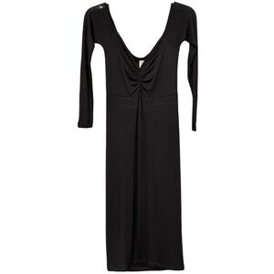 Sexy Mama Maternity Black Long Sleeve Midi Dress Ruched Bust Size Small